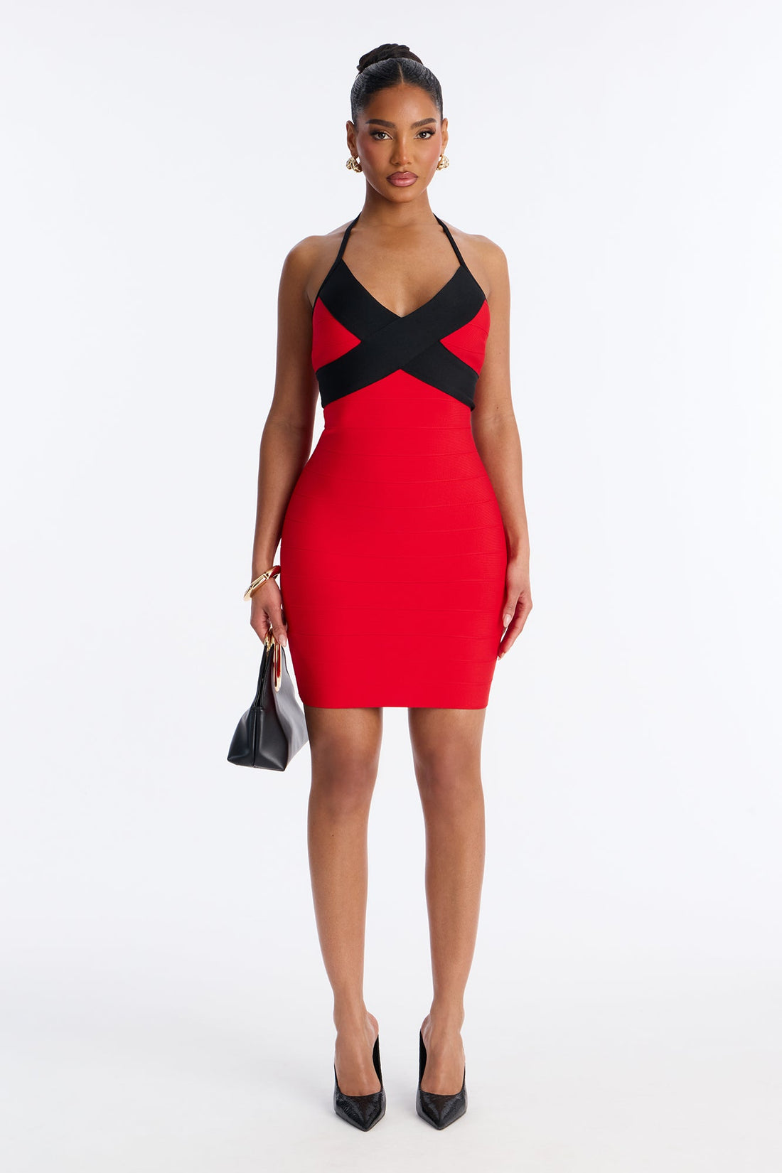 Eternal Valentine Bandage Mini Dress - Red/Black