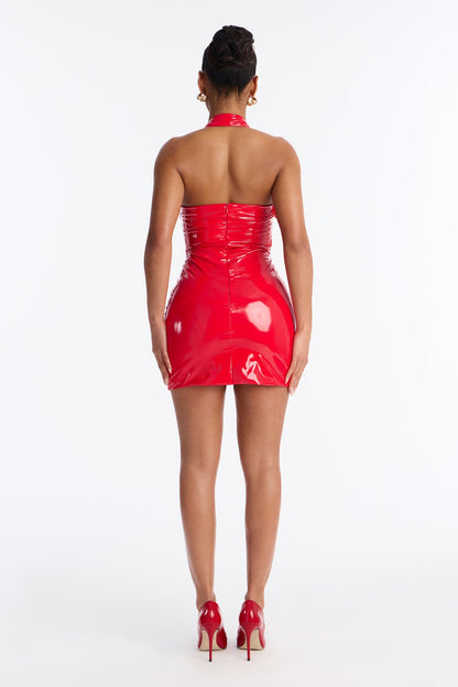 Burning Love Latex Mini Dress - Red