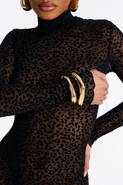 Spotted Desire Leopard Mesh Jumpsuit - Black/Black