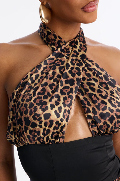 Tease Me Satin Leopard Mini Dress - Brown Combo