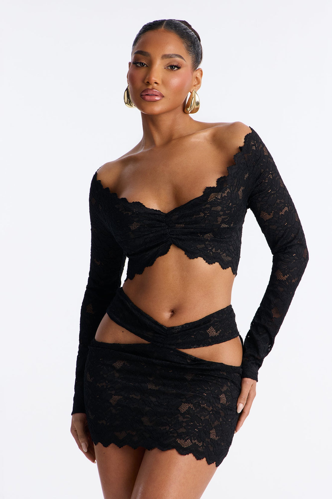 Bleeding Love Lace Skirt Set - Black