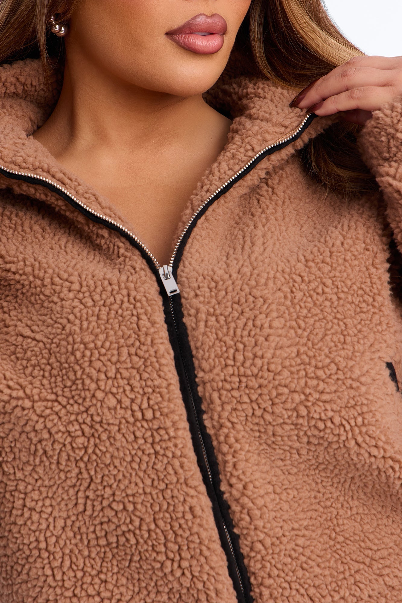Cozy Cove Faux Sherpa Coat - Camel/combo