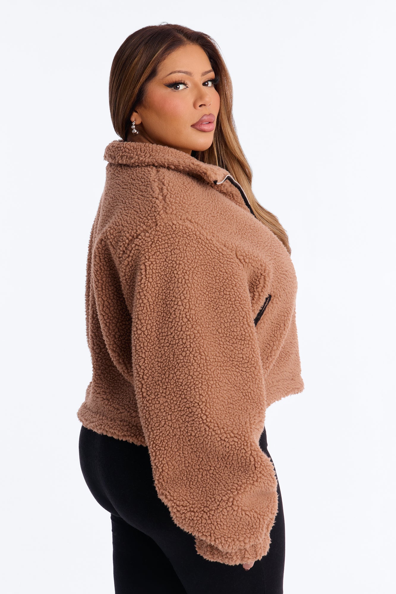 Cozy Cove Faux Sherpa Coat - Camel/combo