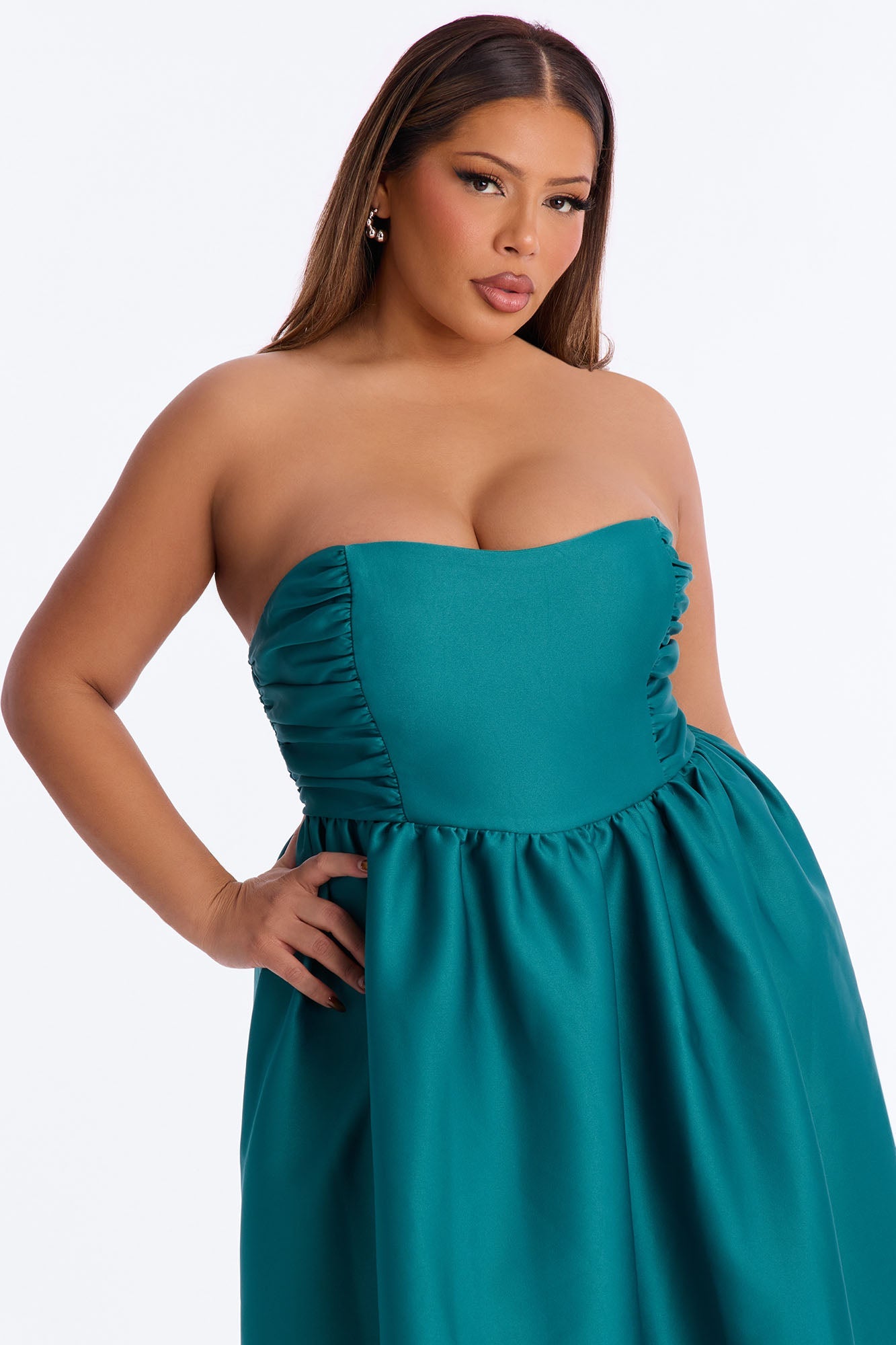 Sweet Like Me Taffeta Midi Dress - Emerald
