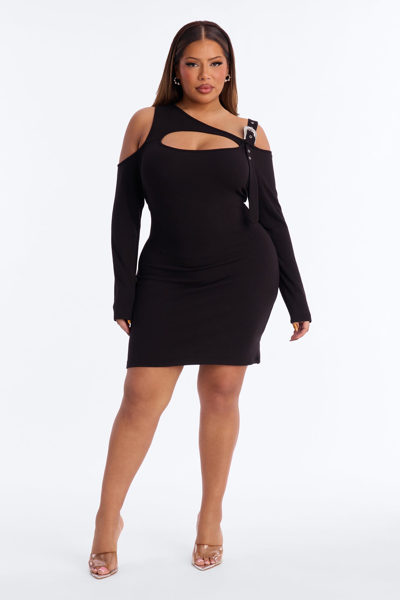 Harley Long Sleeve Cotton Mini Dress - Black