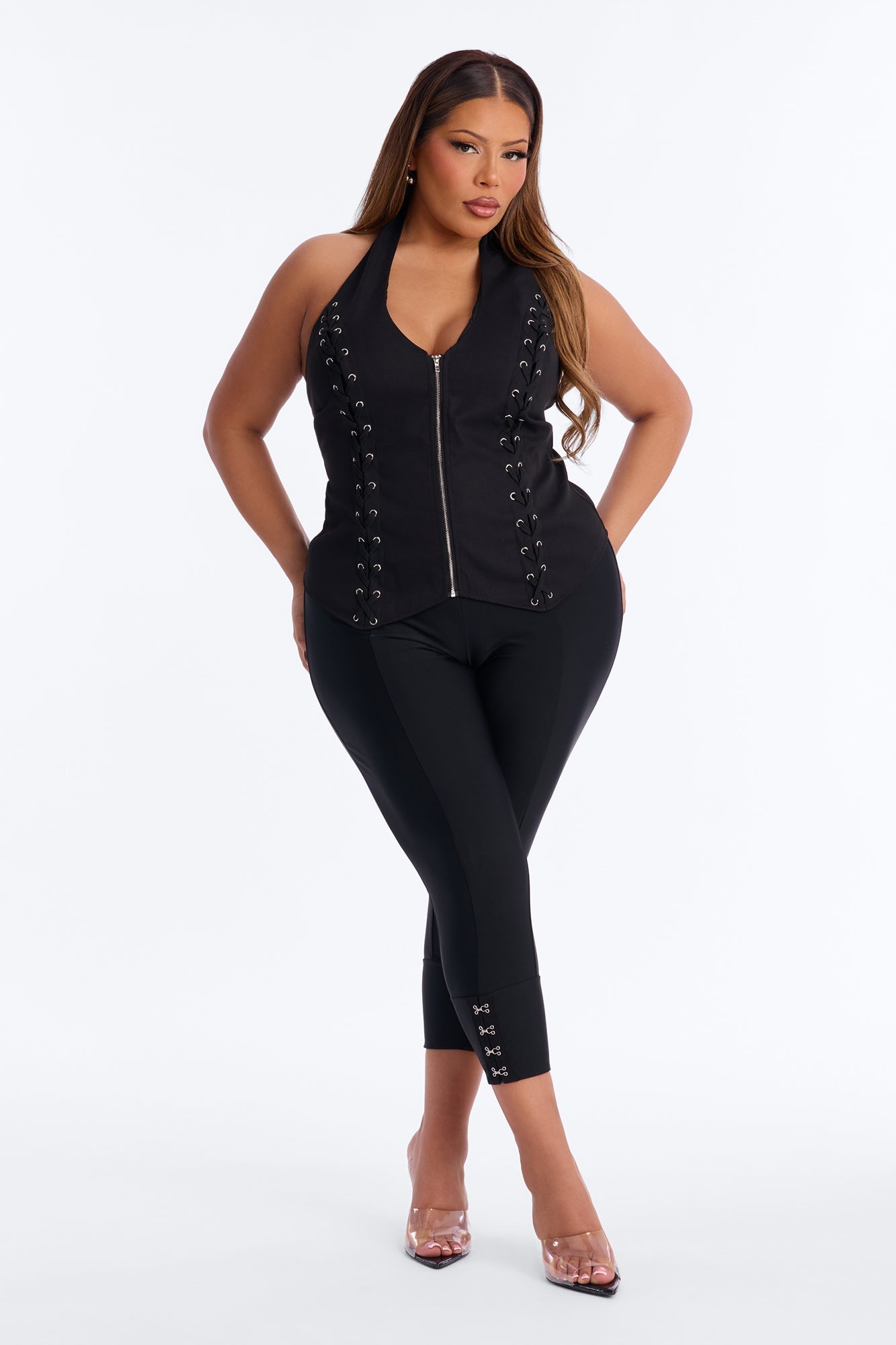 Maeve Low Rise Hook And Eye Capri Legging 23″ - Black