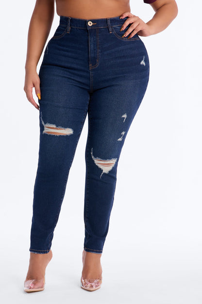 Living Life High Stretch Skinny Jeans - Dark Wash