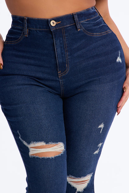 Living Life High Stretch Skinny Jeans - Dark Wash