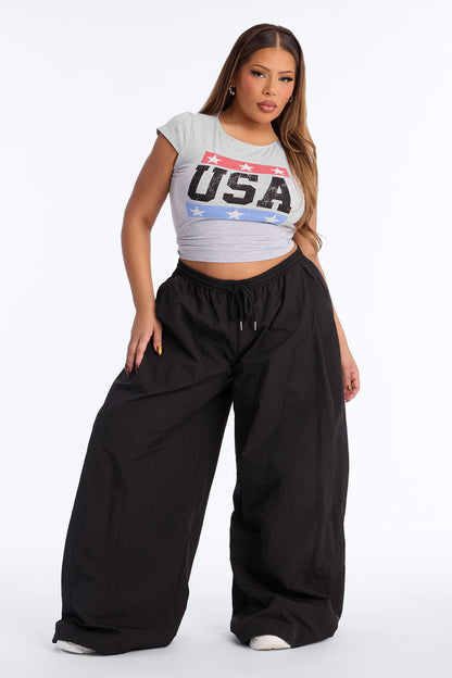 Static Energy Super Wide Leg Windbreaker Pant 33″ - Black