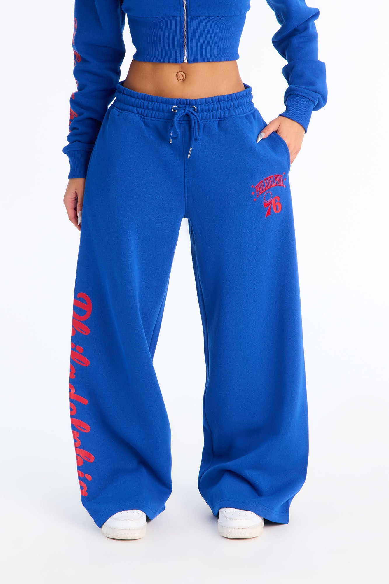 NBA Philadelphia 76ers Fleece Wide Leg Pants - Royal