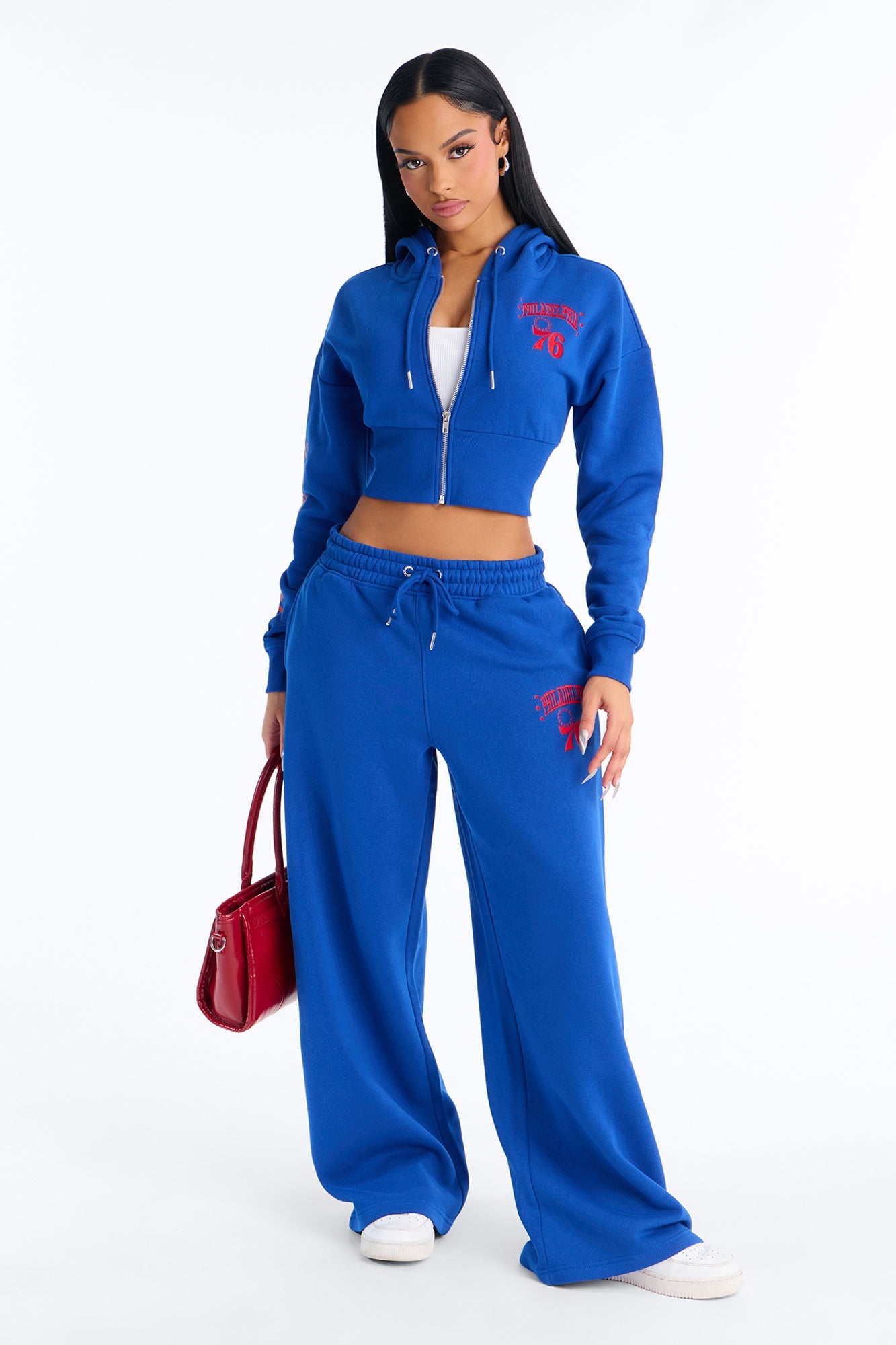 NBA Philadelphia 76ers Fleece Wide Leg Pants - Royal