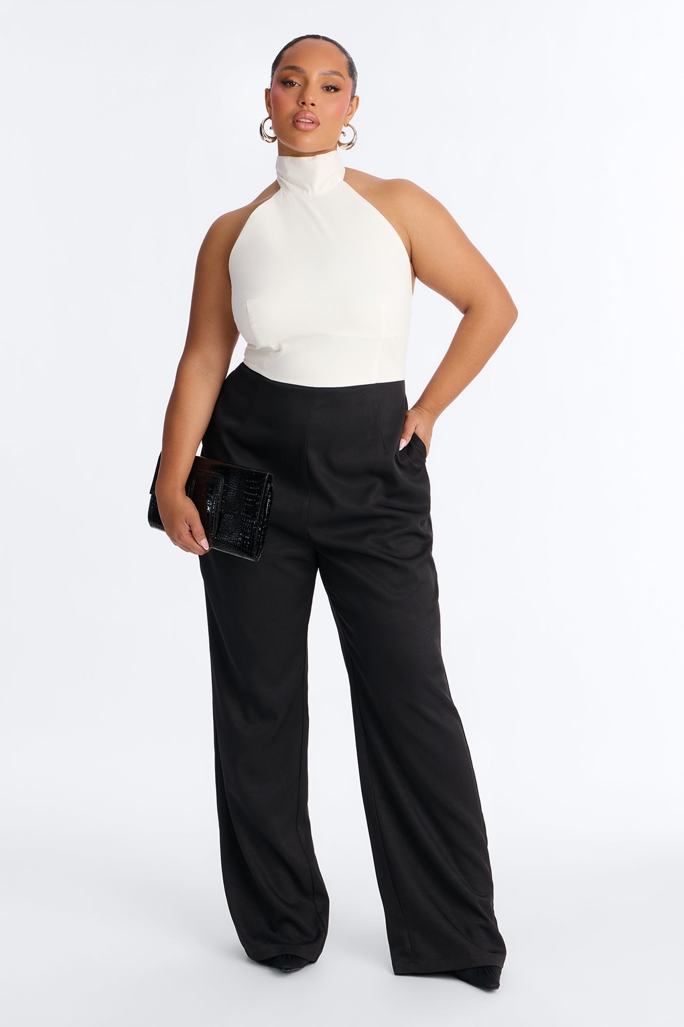 Shana Tie Neck Wide Leg Jumpsuit - Black