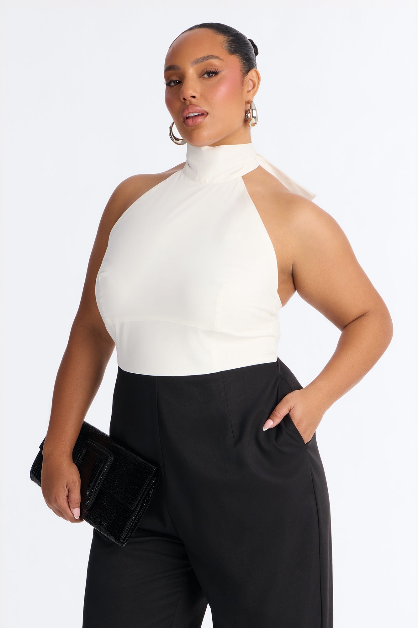 Shana Tie Neck Wide Leg Jumpsuit - Black