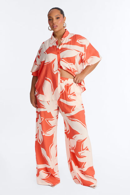Ready For Vacay Wide Leg Pant Set - Orange