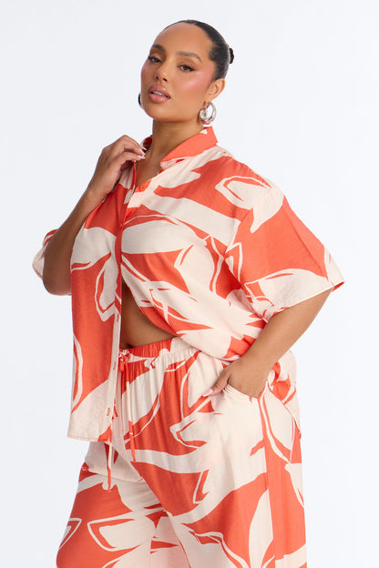 Ready For Vacay Wide Leg Pant Set - Orange