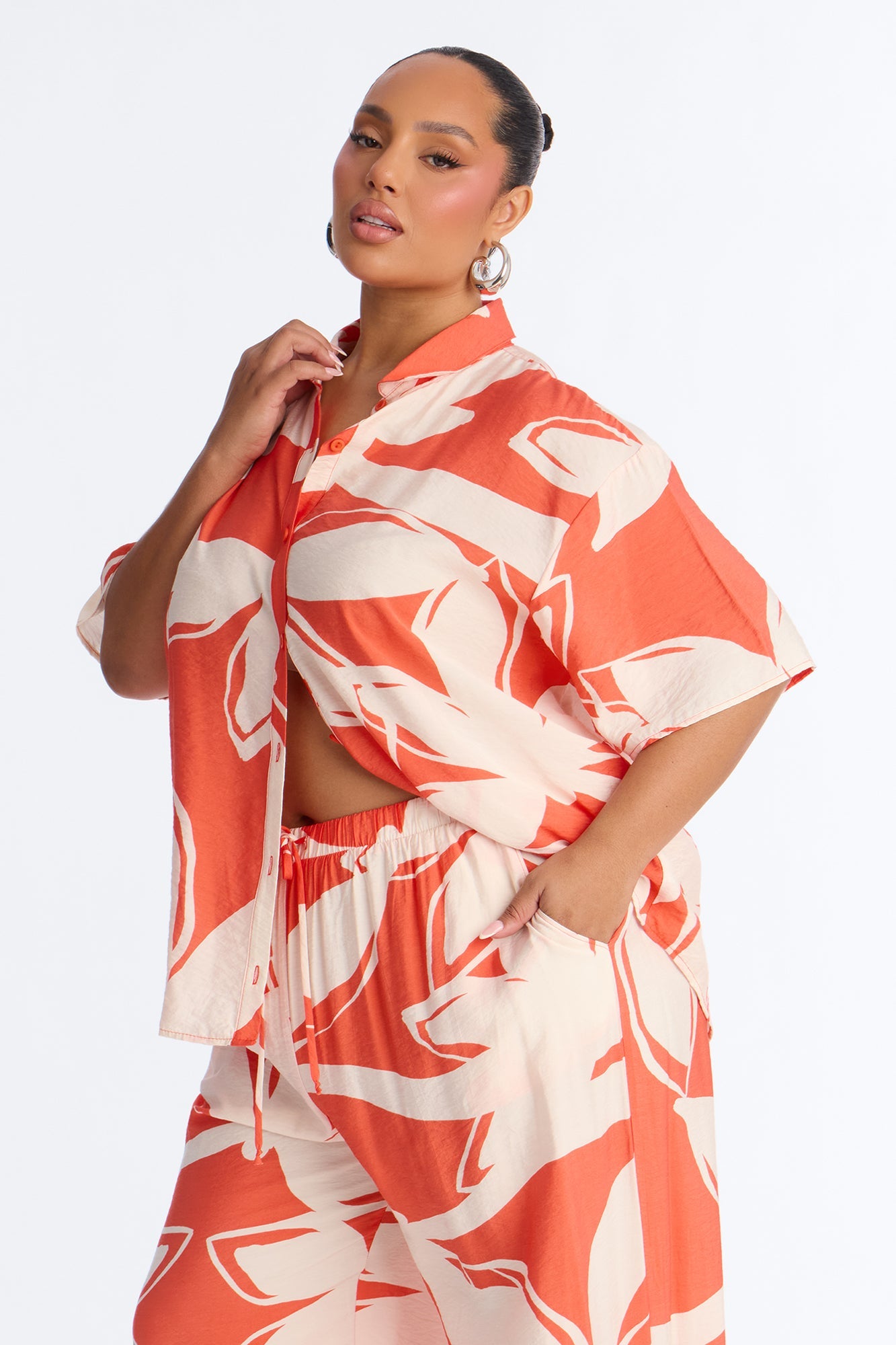 Ready For Vacay Wide Leg Pant Set - Orange