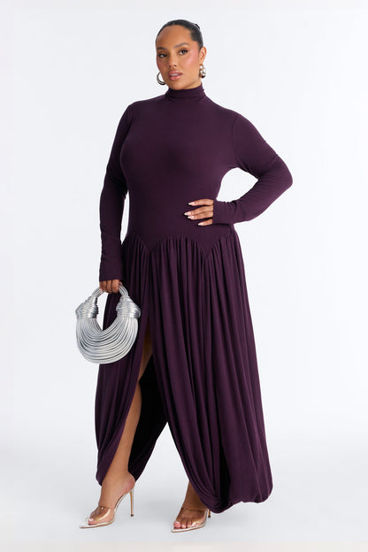 Alayna Long Sleeve Sweater Maxi Dress - Purple