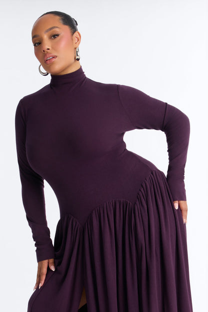 Alayna Long Sleeve Sweater Maxi Dress - Purple