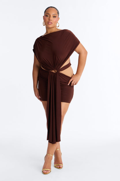Brandi Cut Out Micro Mini Dress - Chocolate