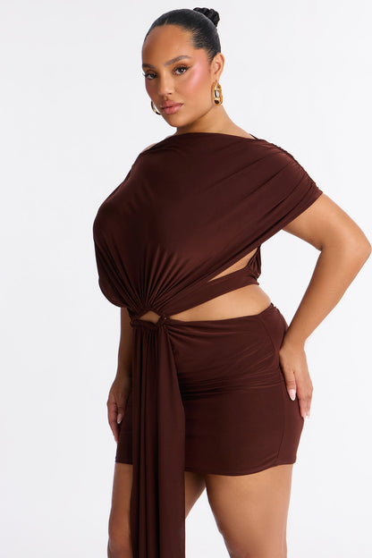 Brandi Cut Out Micro Mini Dress - Chocolate