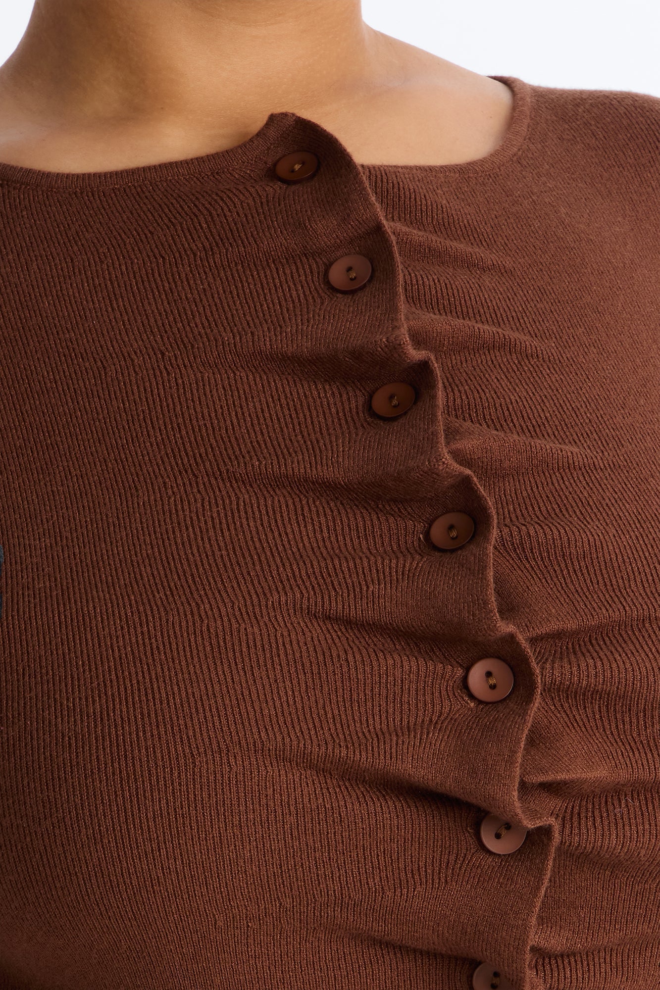Jaime Sweater Button Up Midi Dress - Brown