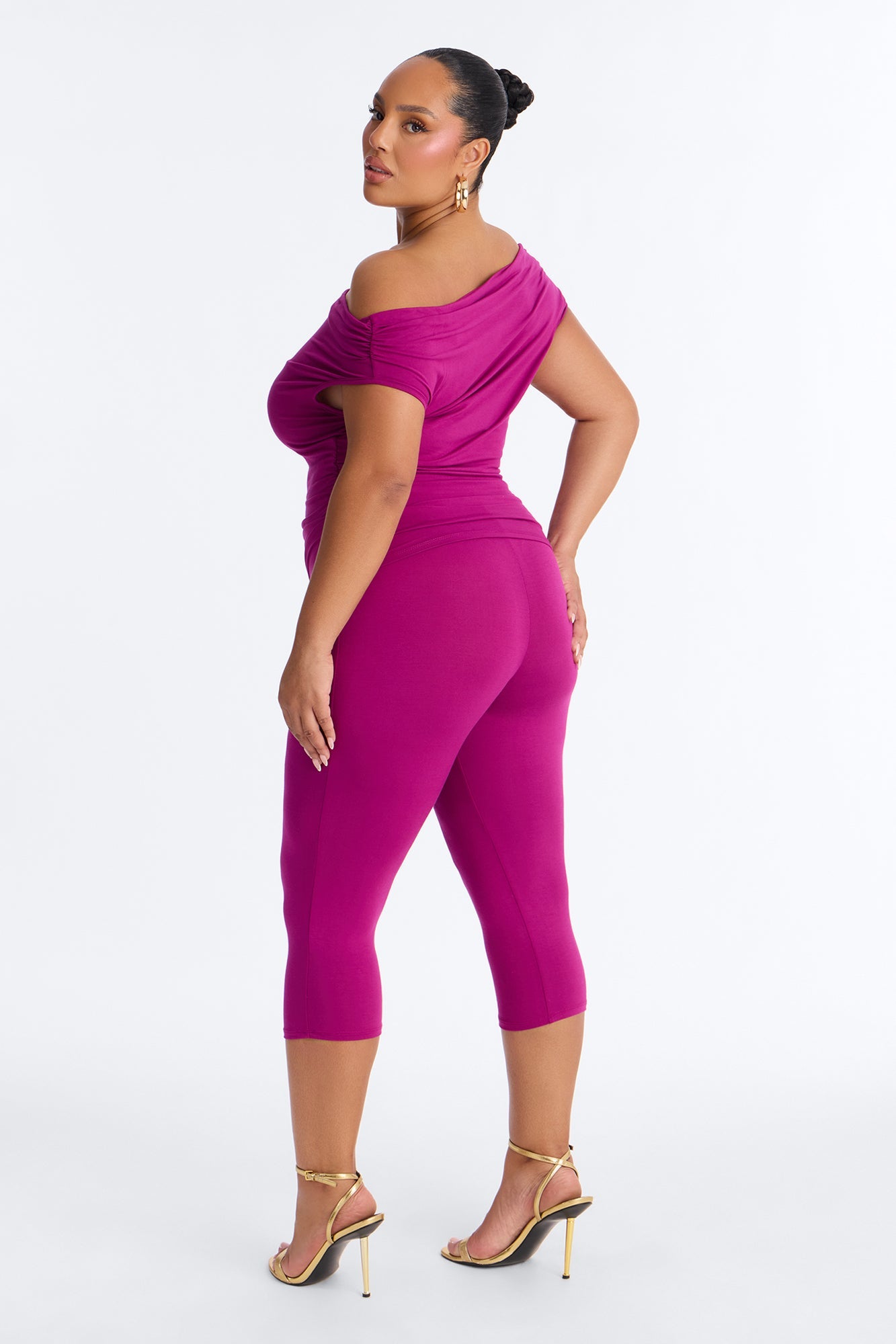 Havana Off Shoulder Capri Pant Set - Magenta