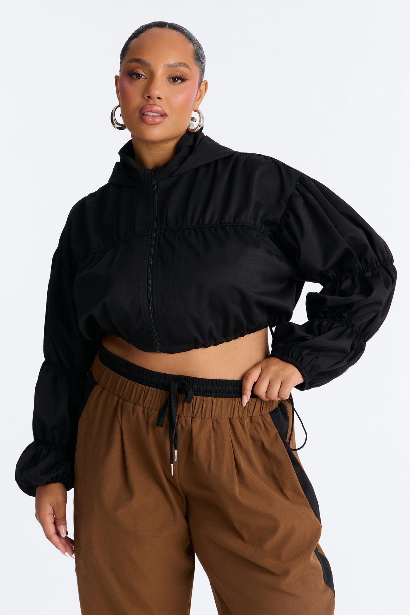 In The Mix Double Waistband Pant Set - Brown/combo