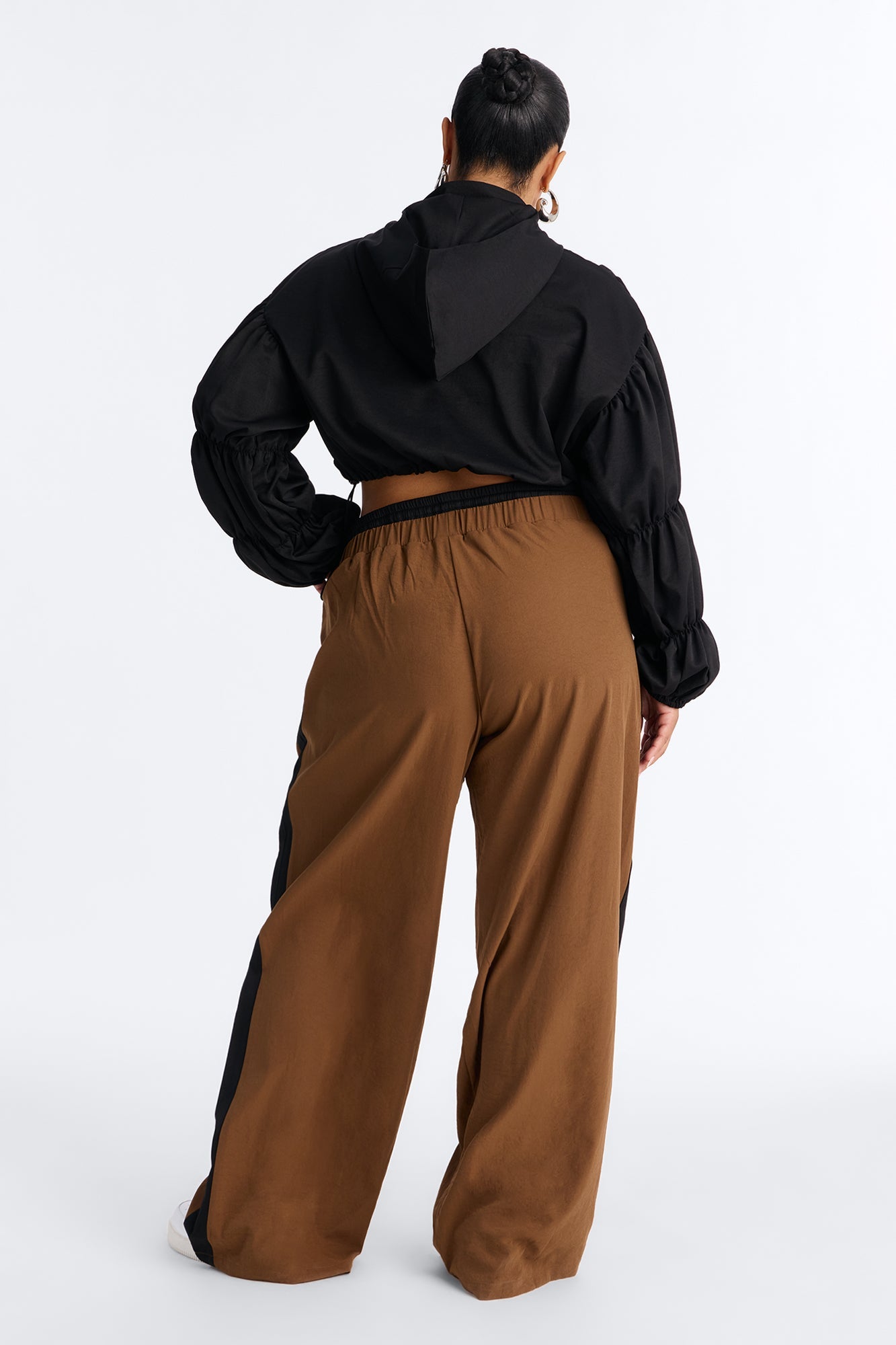 In The Mix Double Waistband Pant Set - Brown/combo