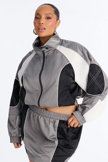 vanna Windbreaker Mini Skirt Set - Grey/combo