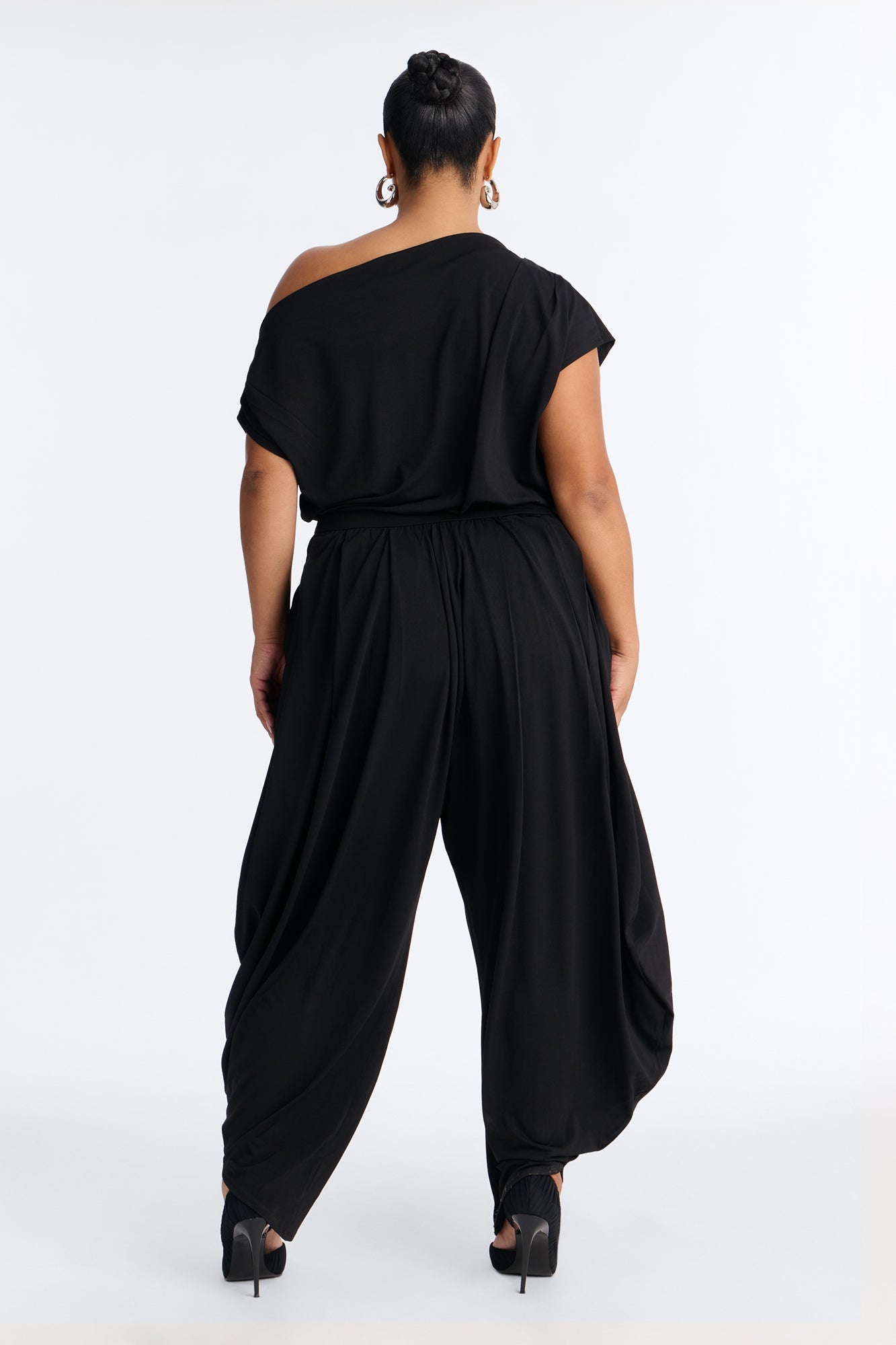 Belina Balloon Leg Off Shoulder Jumpsuit - Black