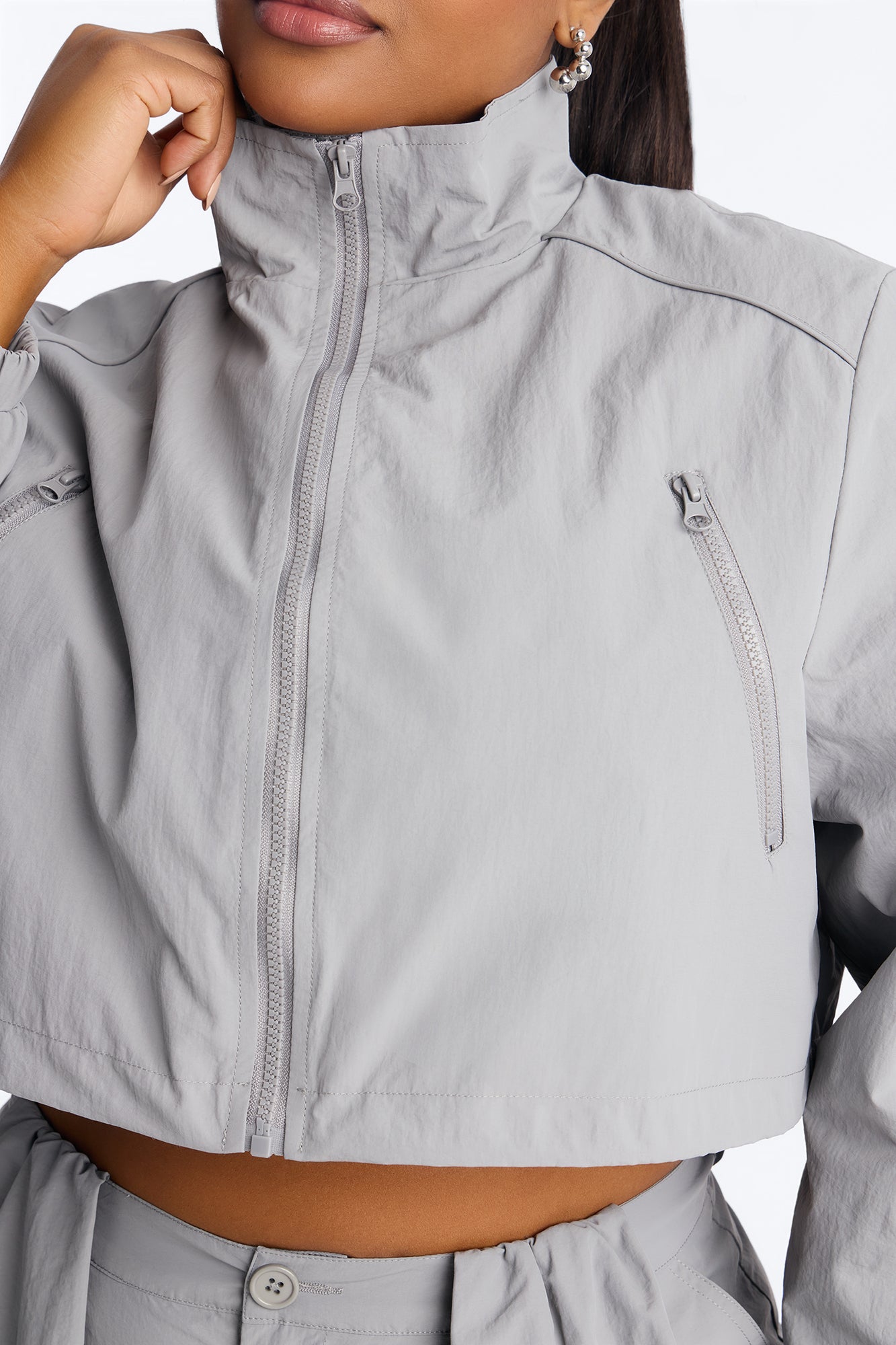 High Standards Windbreaker Zip Up Jacket - Grey