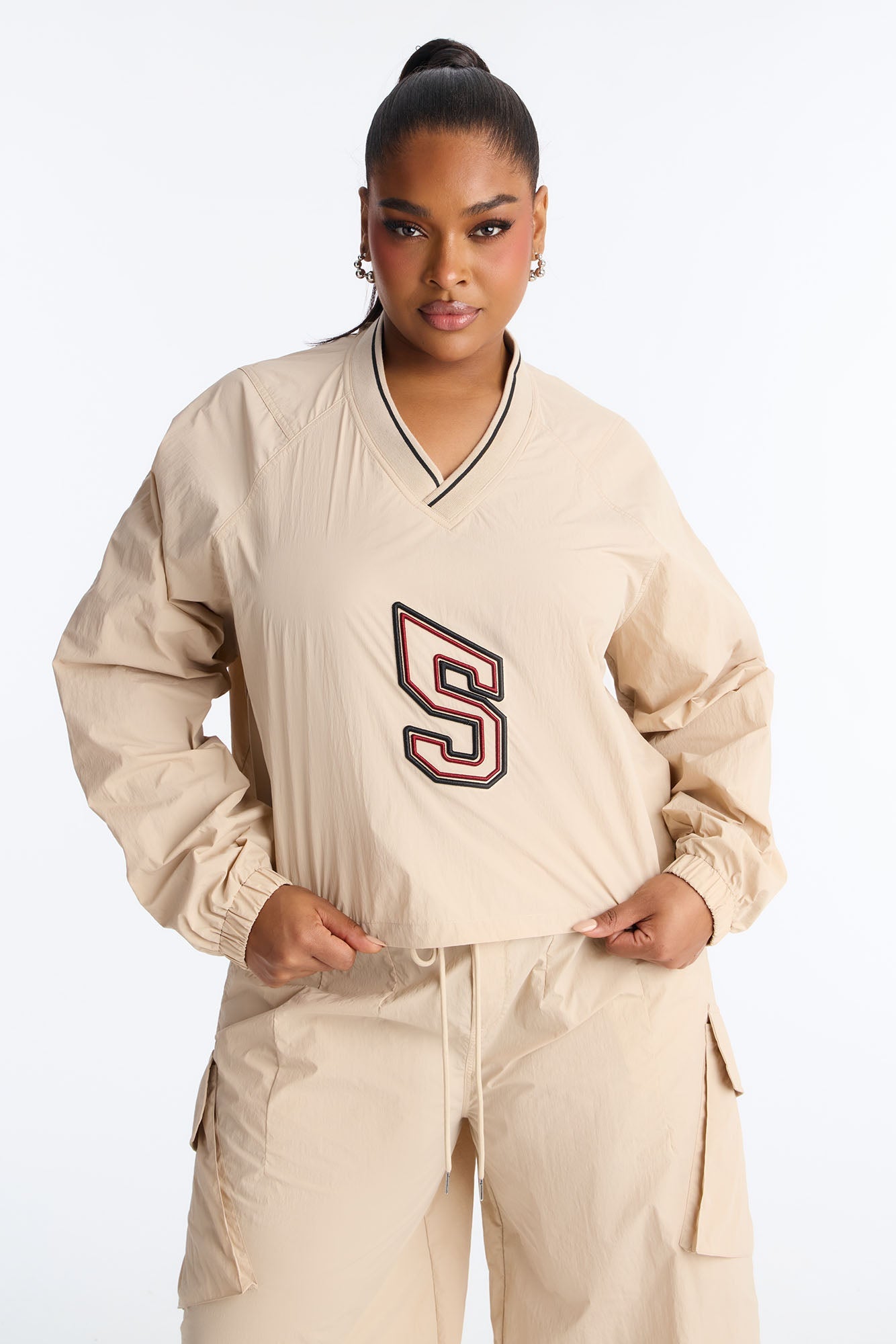 5 And Fine Windbreaker Jogger Pant Set - Khaki
