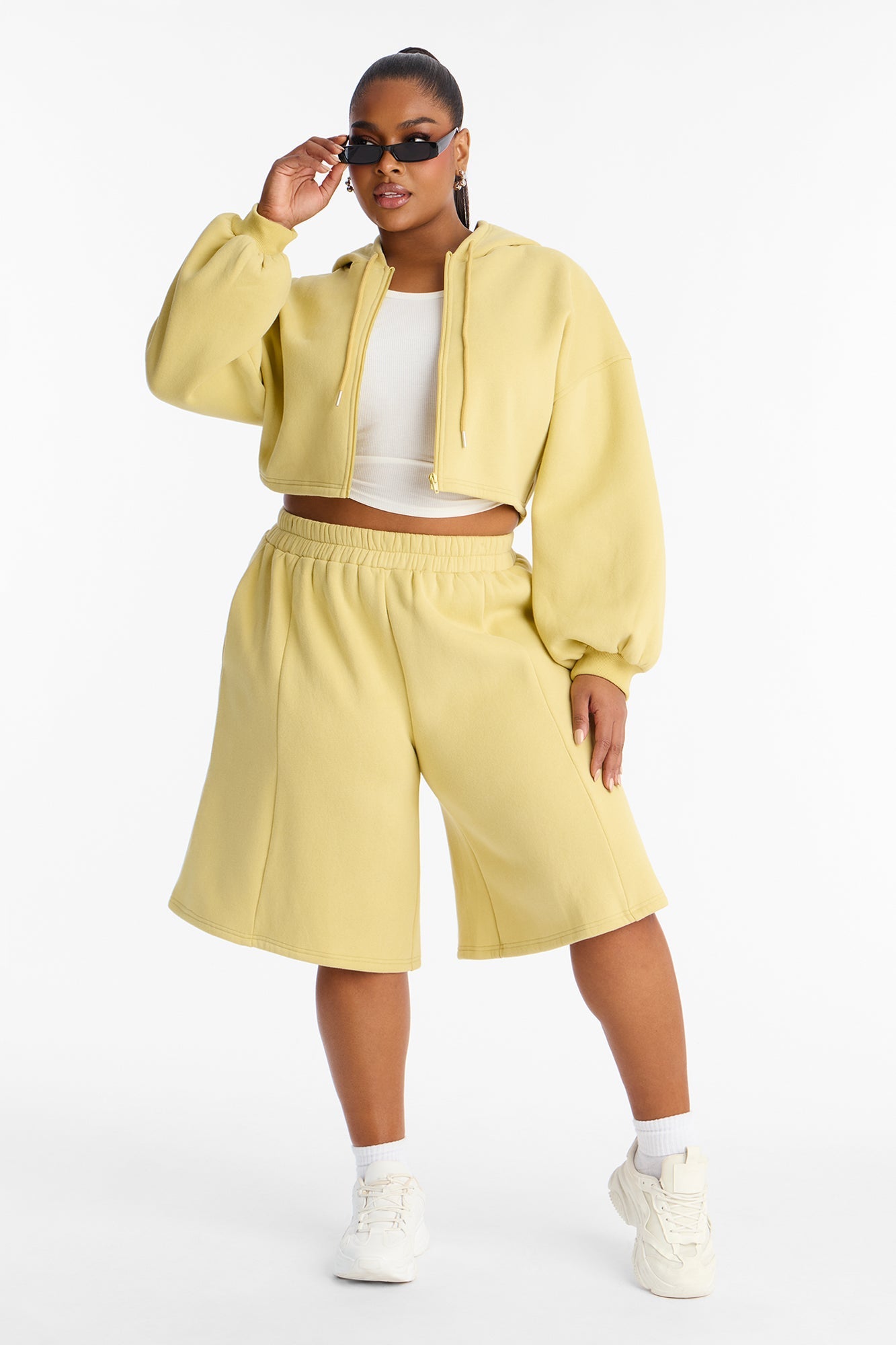 Wake Up Check Fleece Jort Set - Green