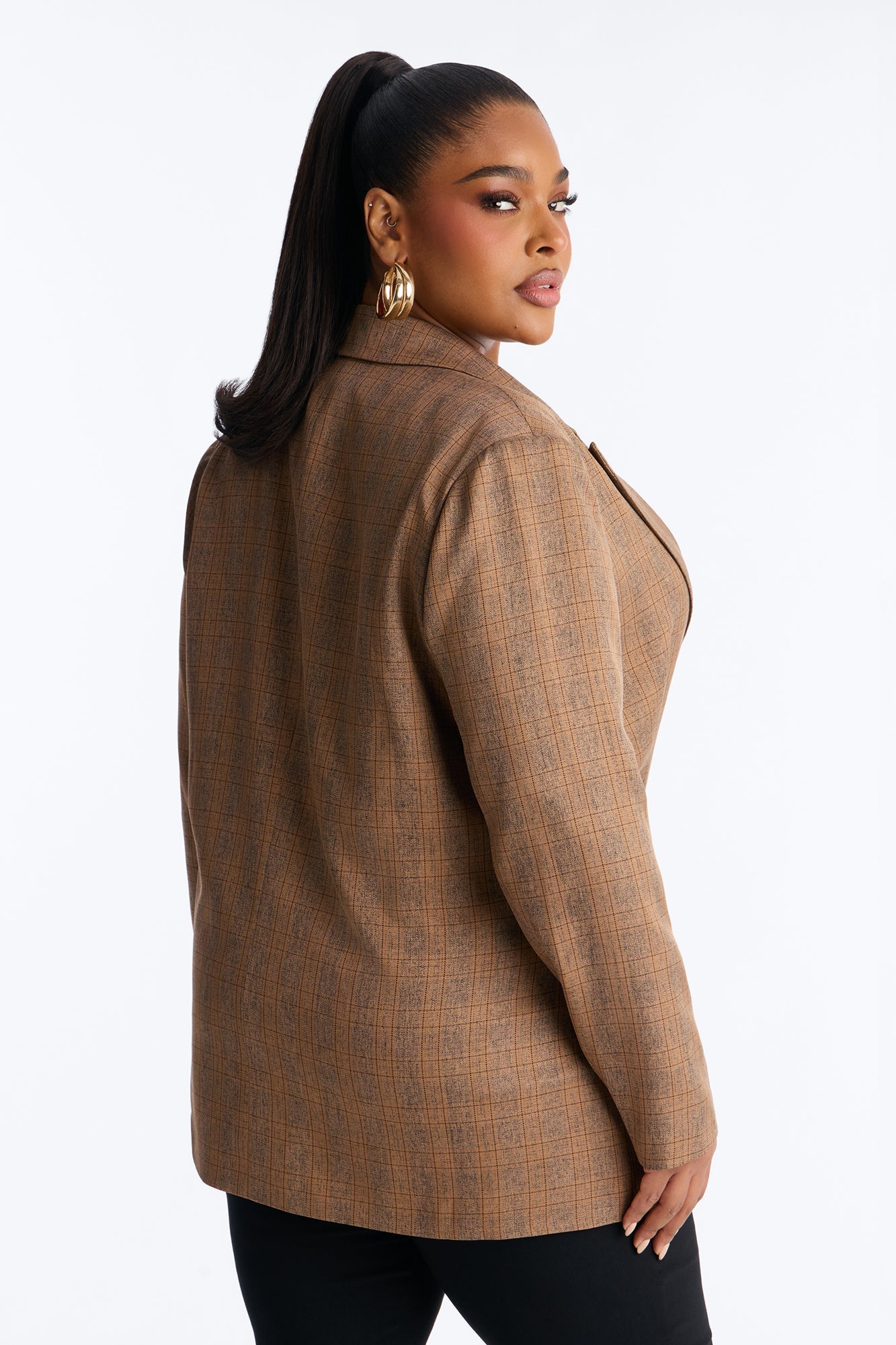 Check The Fax Blazer Romper Set - Brown/combo
