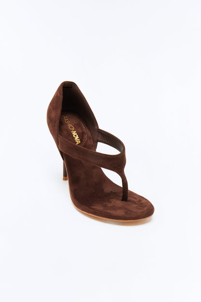 Devy Thong Stiletto Heels - Chocolate