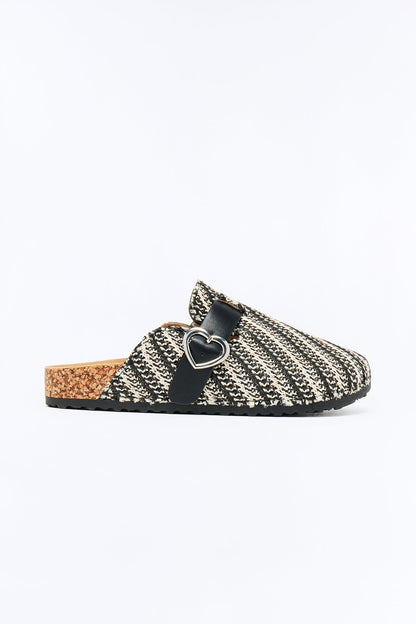 Mini See You Around Woven Clogs - Black/White