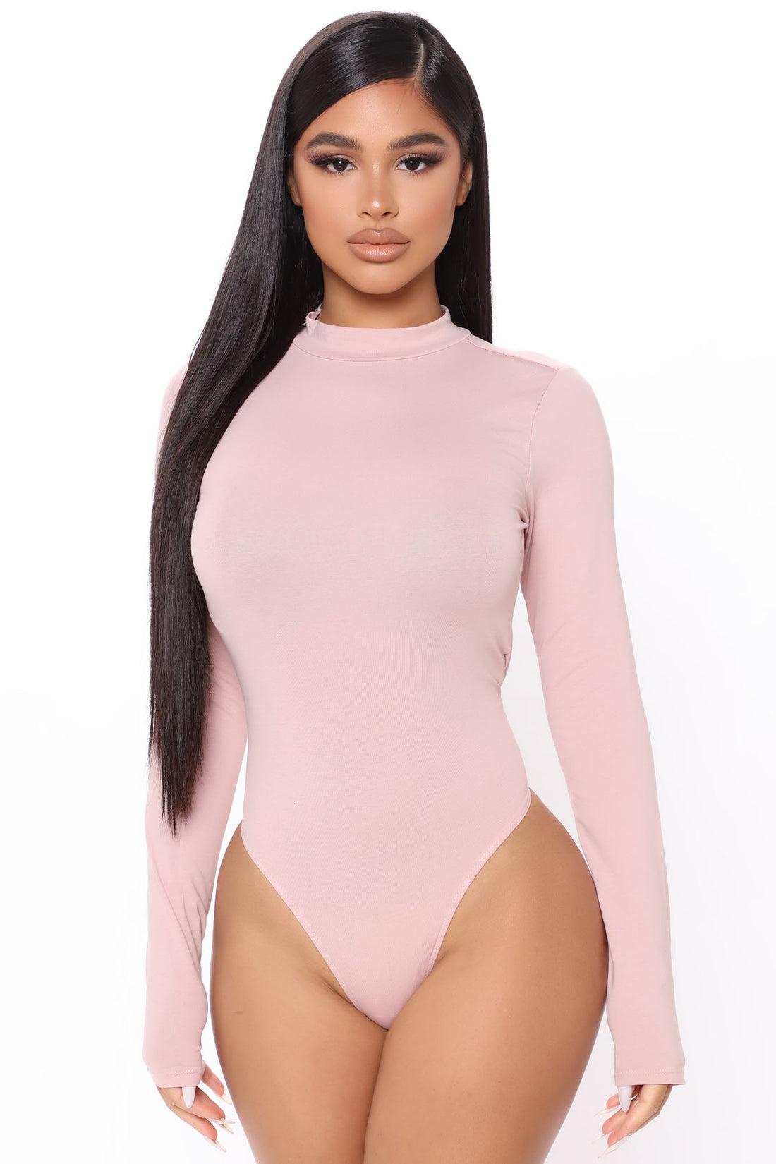 Melanie Mock Neck Bodysuit - Blush
