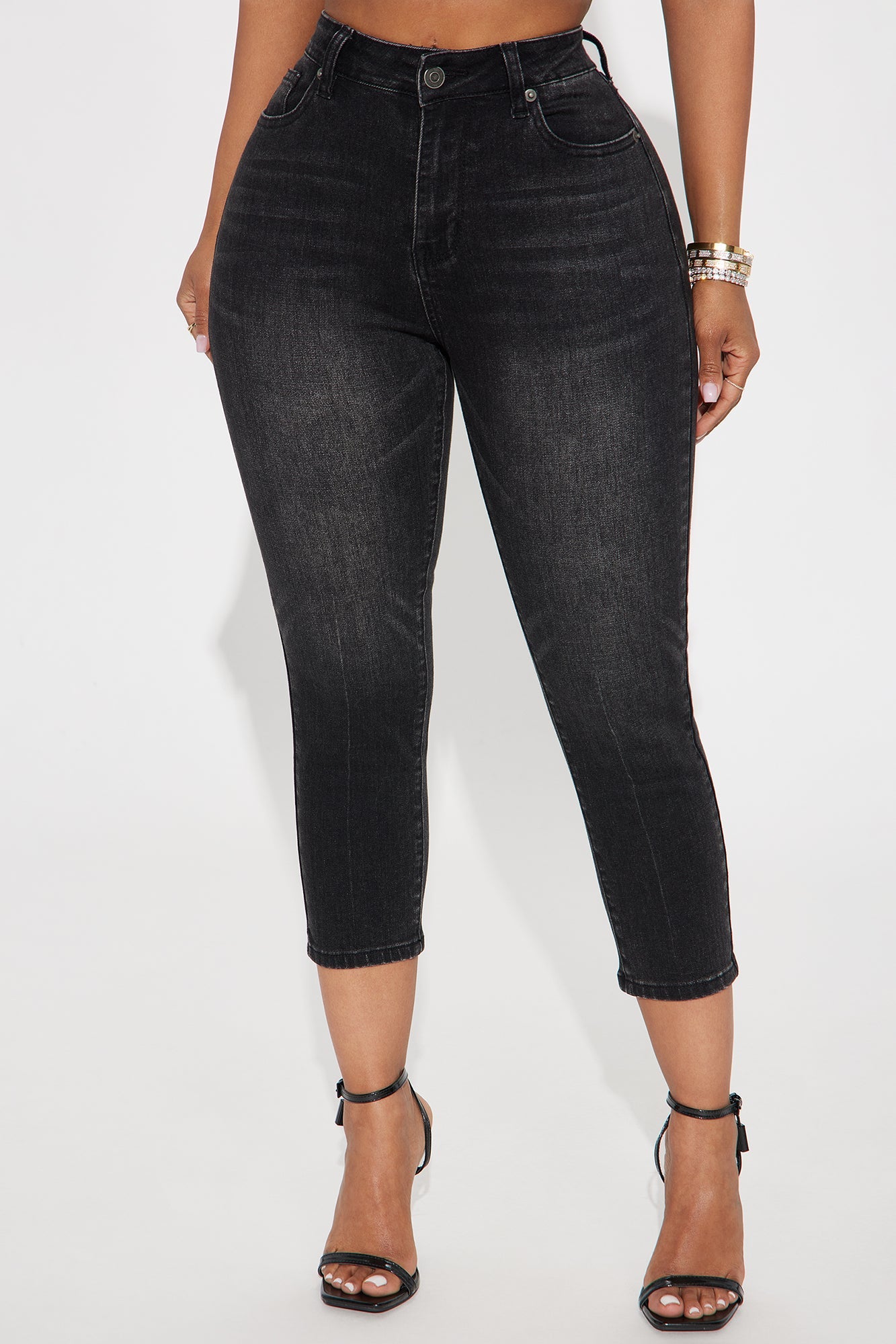 Wait Up Stretch Denim Capris - Black