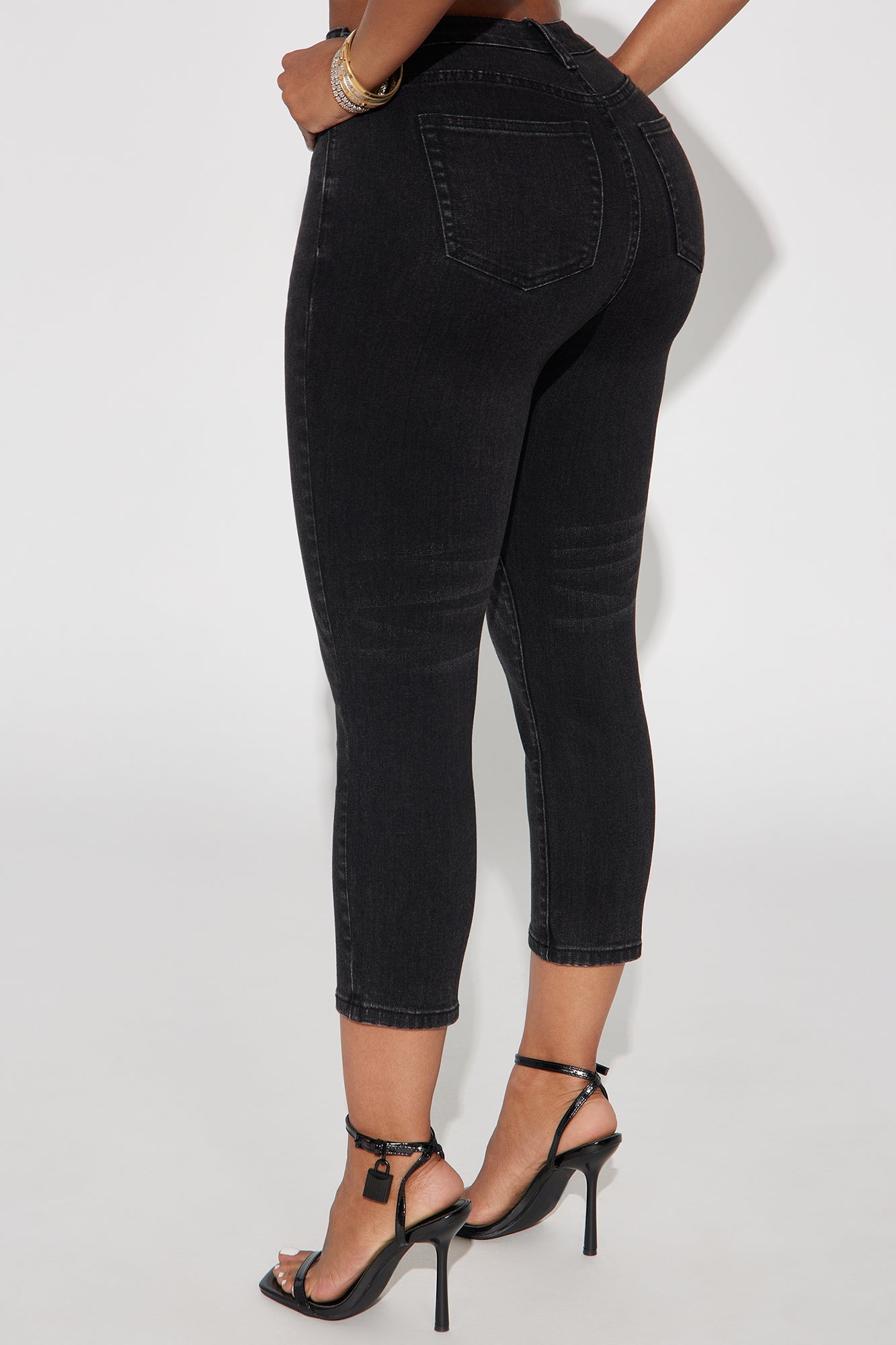 Wait Up Stretch Denim Capris - Black
