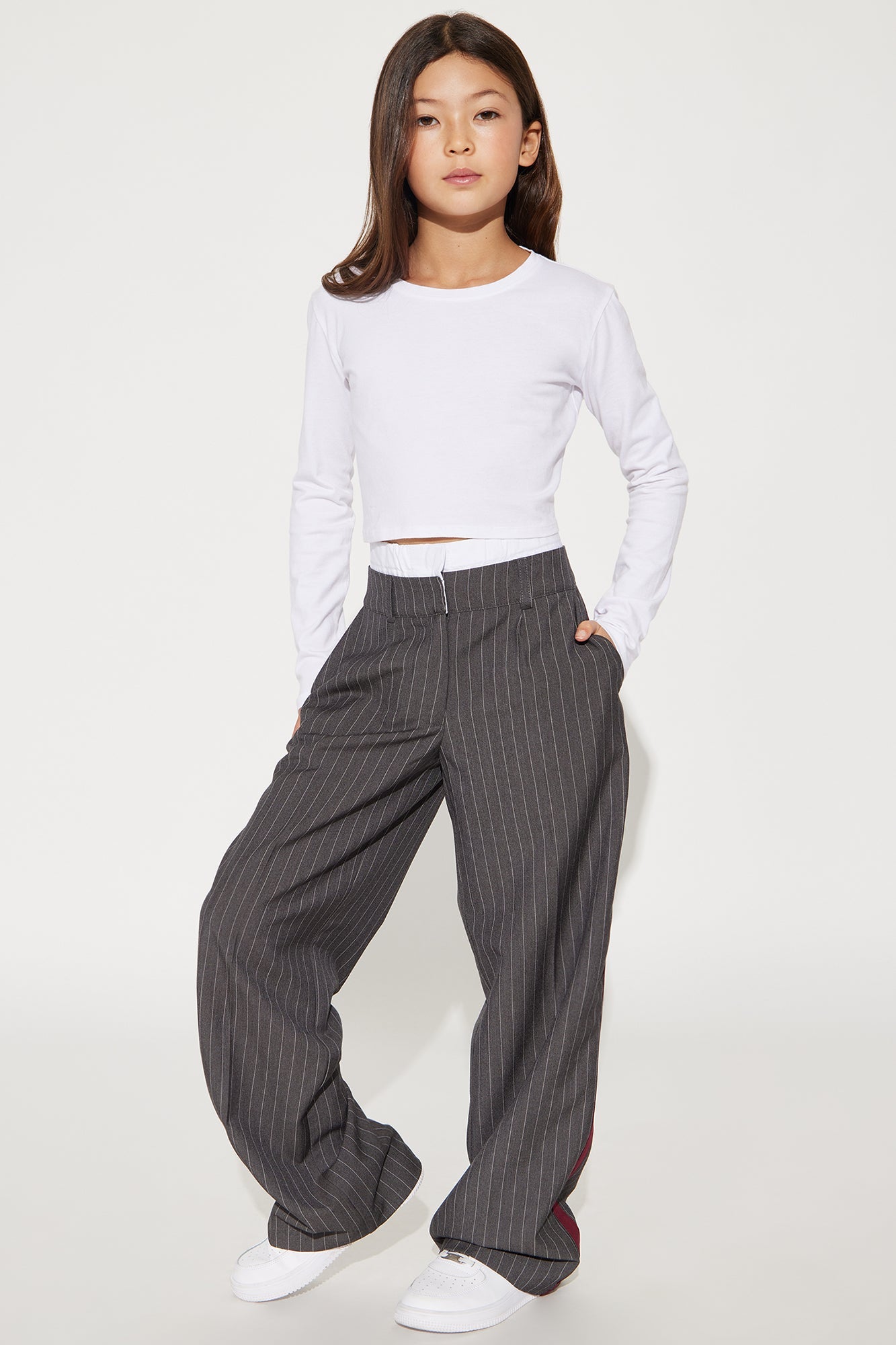 Mini Dedicated To You Double Waistband Trouser - Charcoal/combo