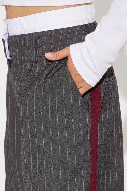 Mini Dedicated To You Double Waistband Trouser - Charcoal/combo
