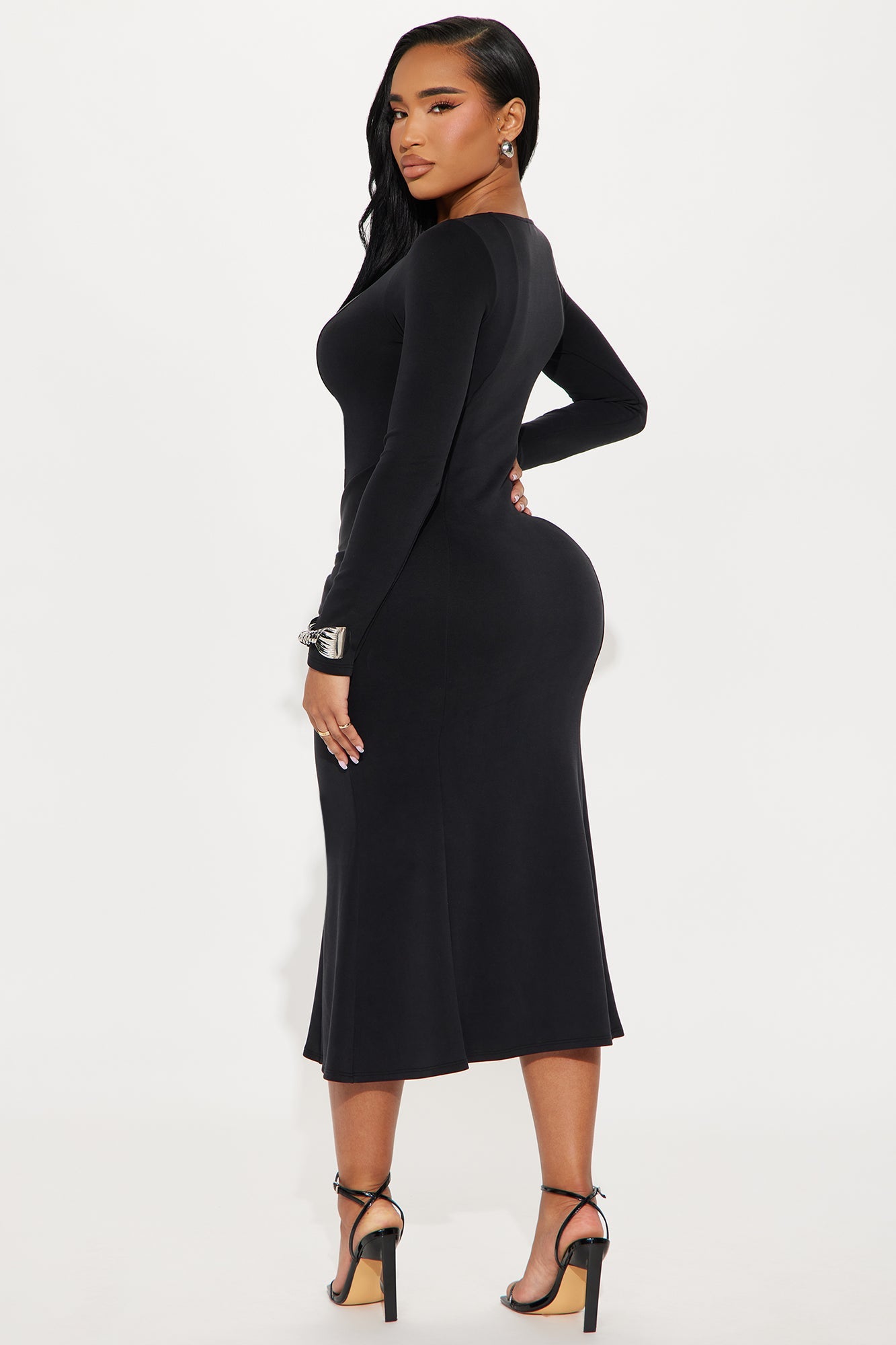 Move With Grace Ponte Midi Dress - Black