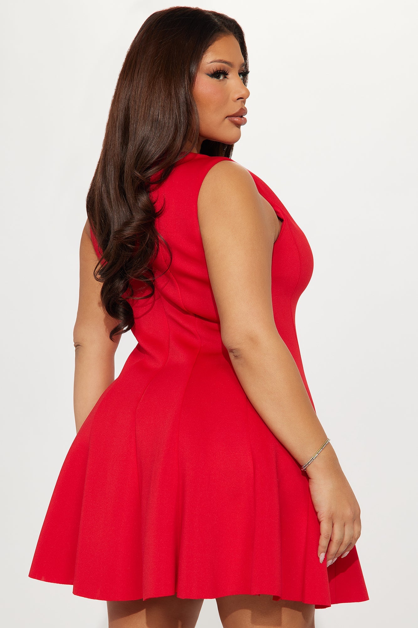 Sweet Sunday Pleated Mini Dress - Red