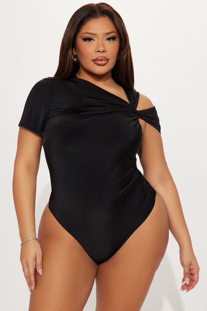 Twist It Up Cut Out Bodysuit - Black