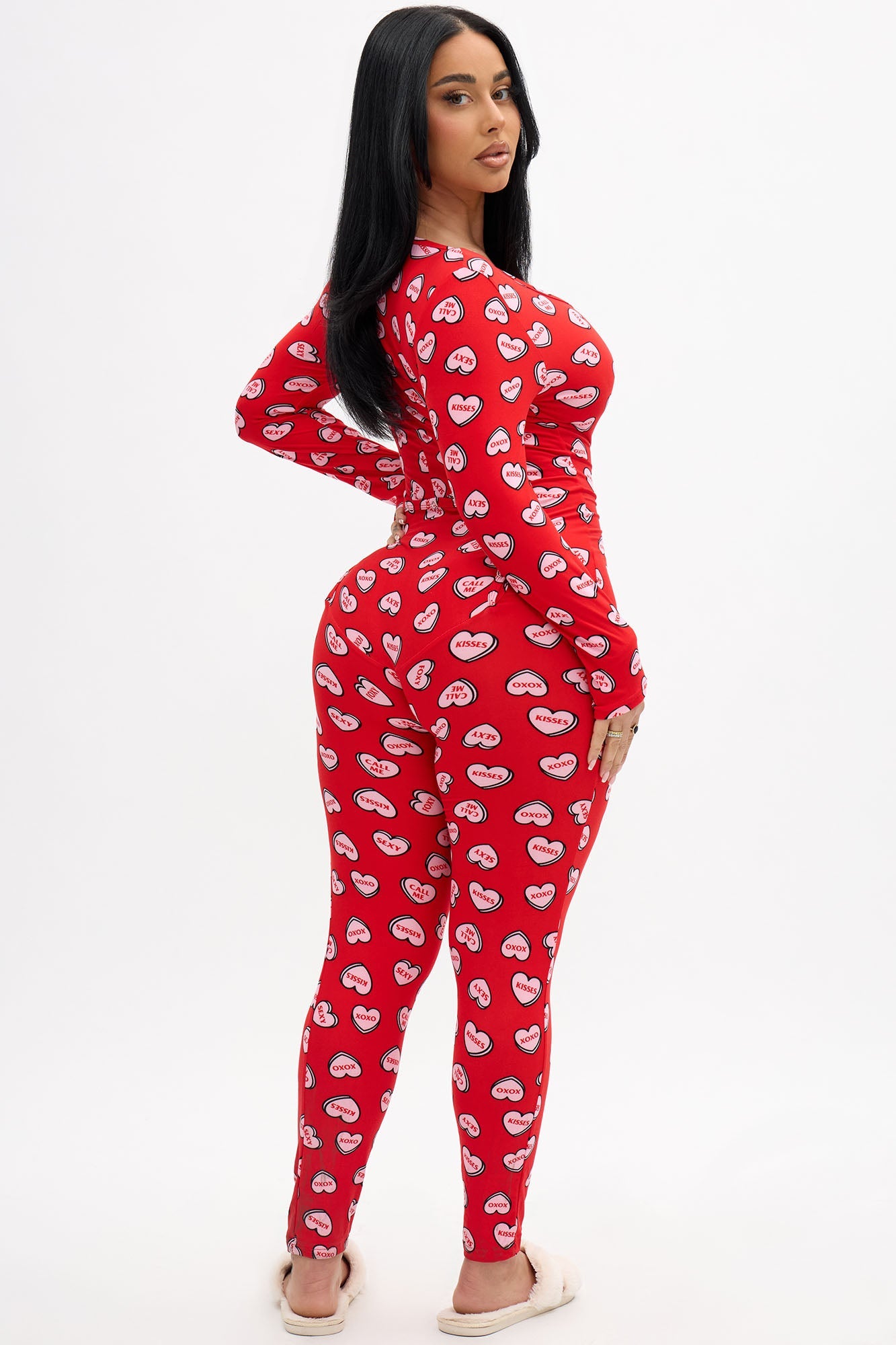 Candy Hearts PJ Jumpsuit Onesie - Red/combo