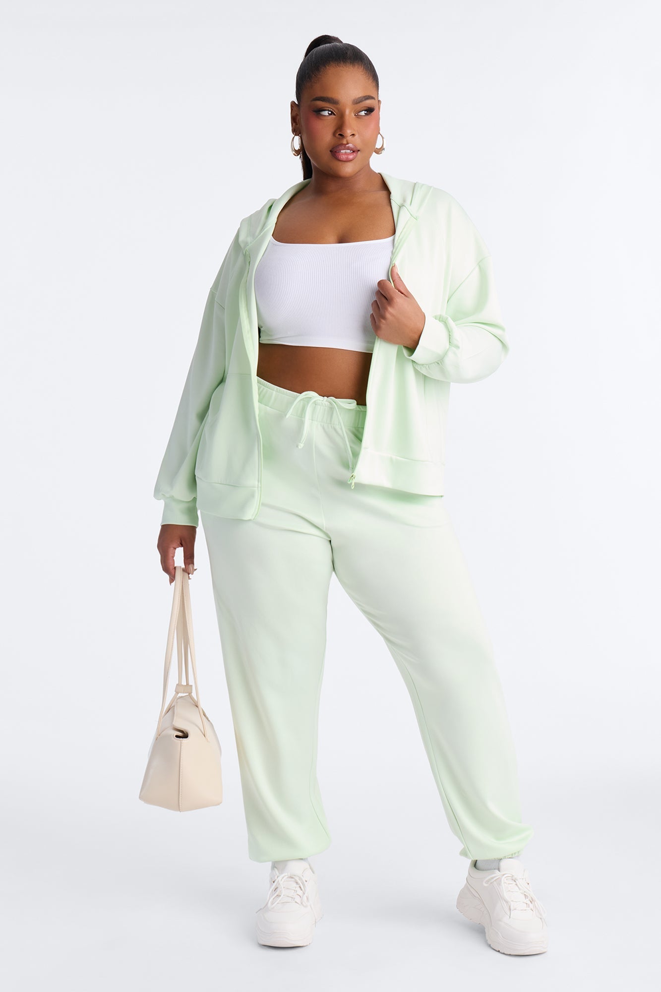 Sophia Scuba Zip Up Jogger Set - Green