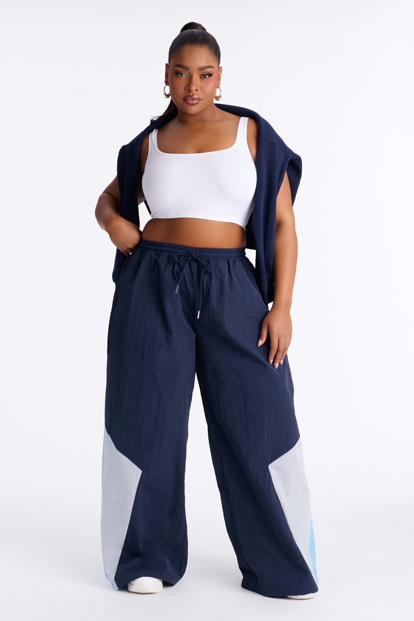 Yasmin Colorblock Windbreaker Jogger Pant 31″ - Navy/combo