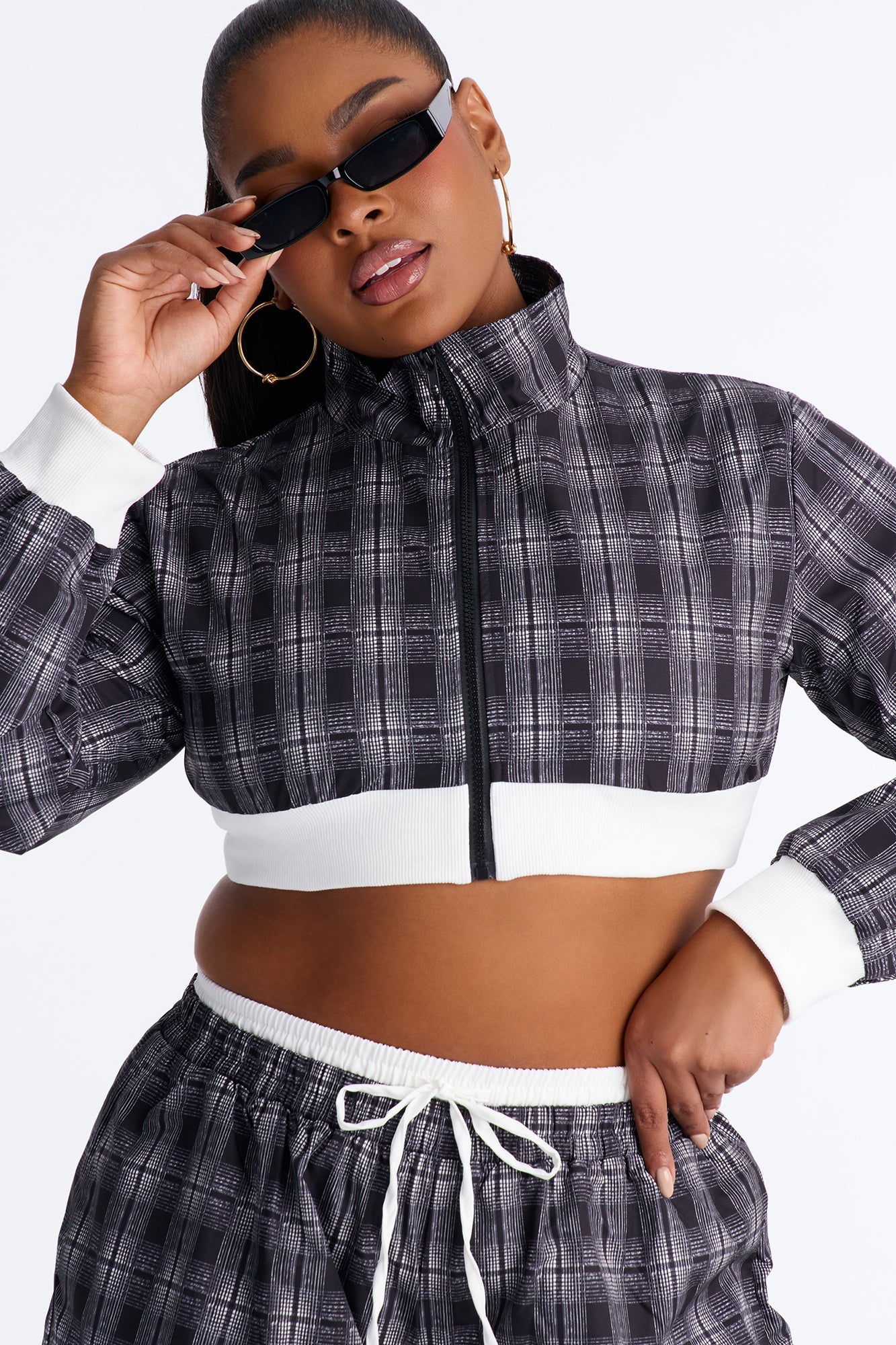 Tate Plaid Boxer Pant Set - Black