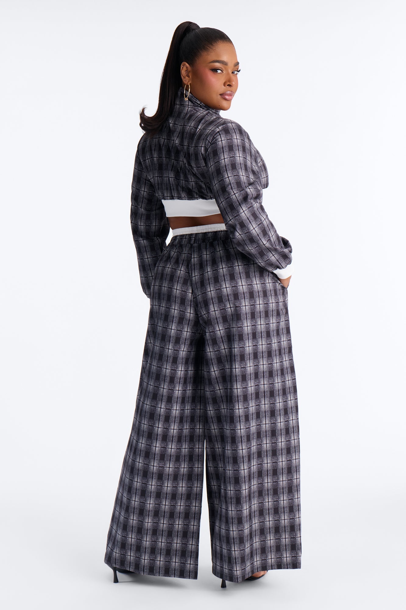 Tate Plaid Boxer Pant Set - Black