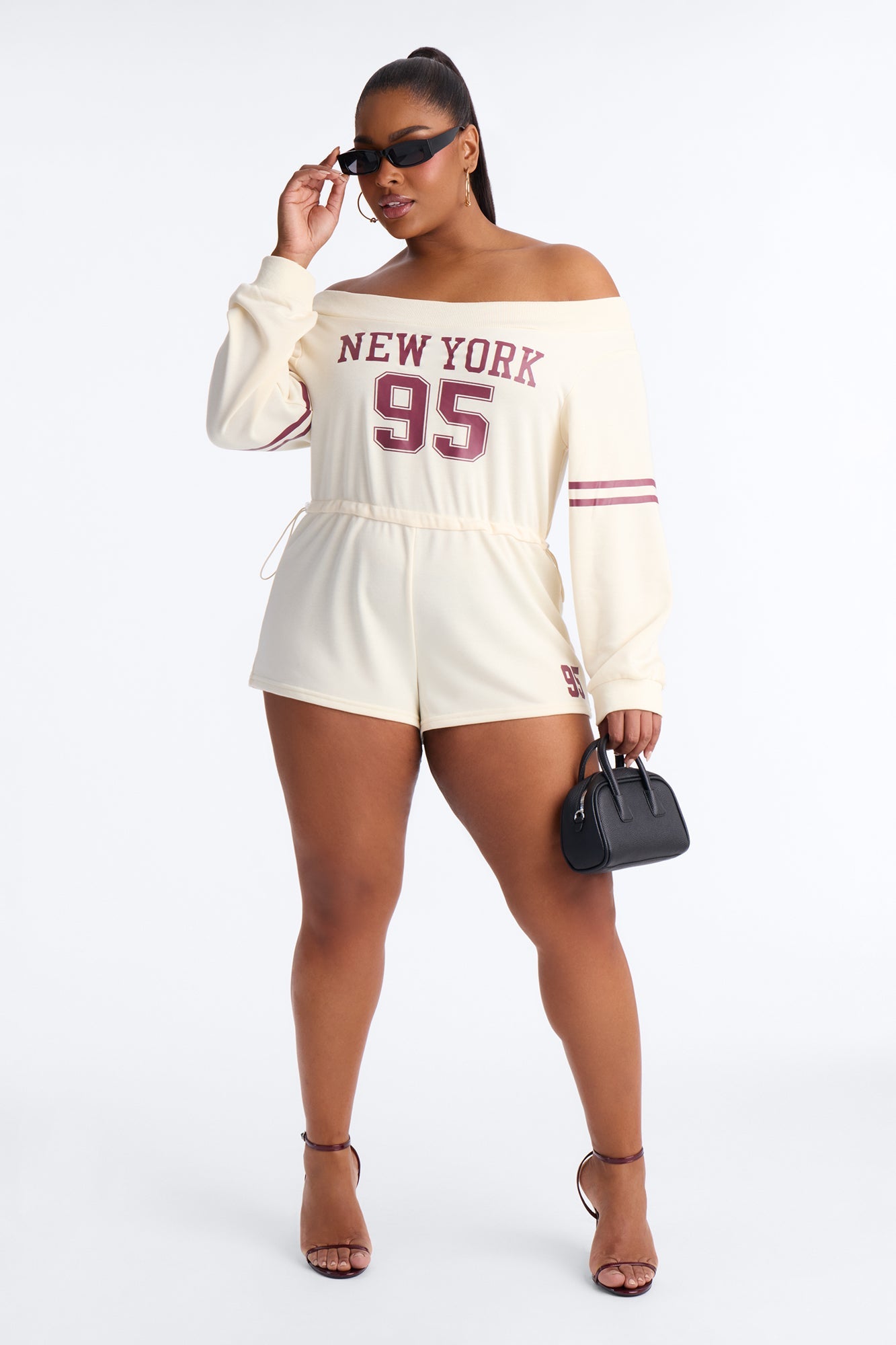 New York Off Shoulder Romper - Cream